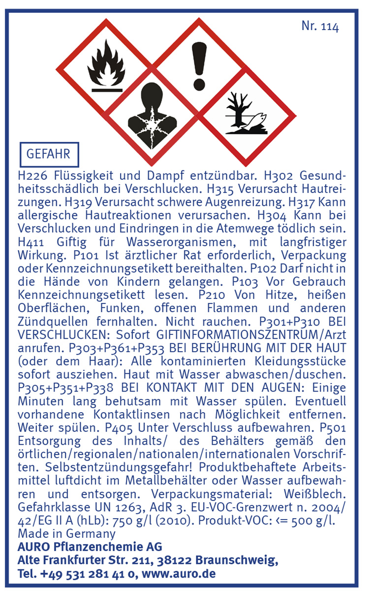 Gefahrengutkennzeichnung, Nr.114