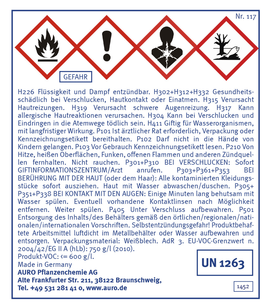 Gefahrengutkennzeichnung, Nr. 117