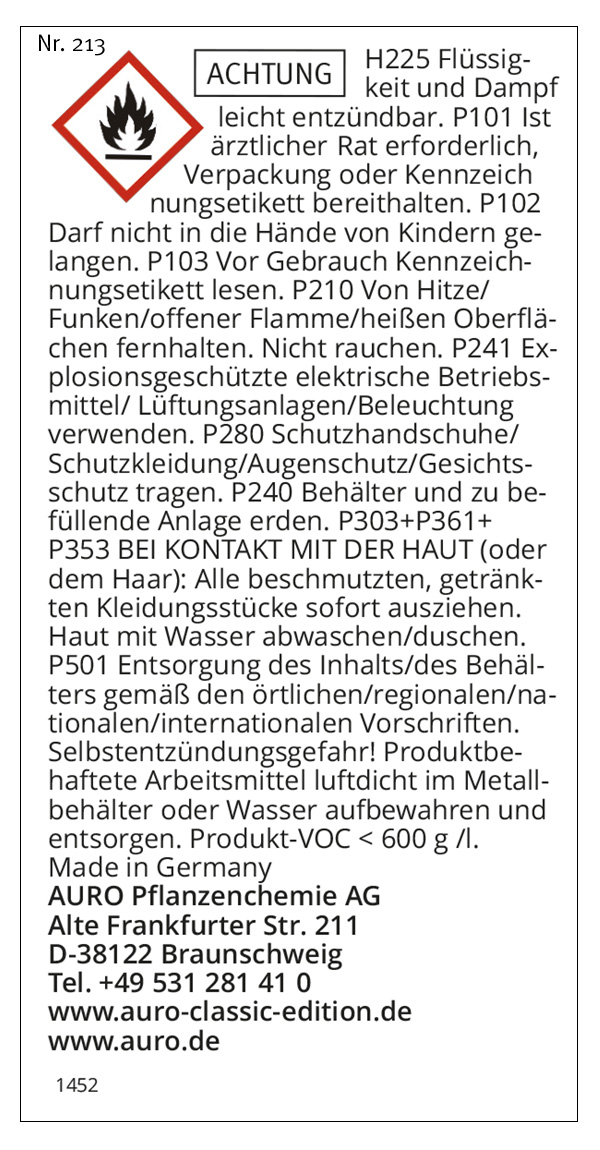 Gefahrengutkennzeichnung, Nr. 213