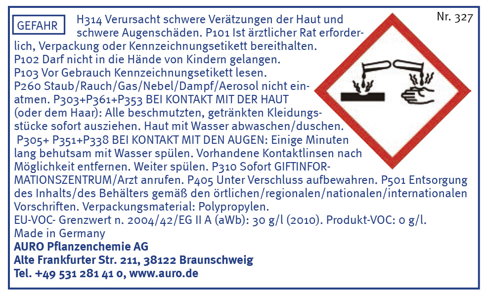 Gefahrengutkennzeichnung, Nr. 327