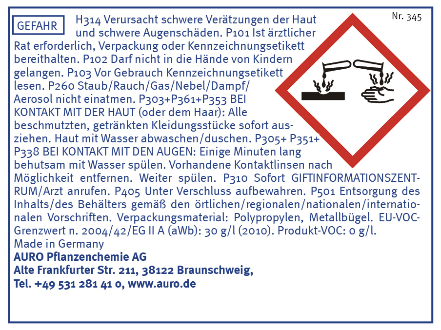 Gefahrengutkennzeichnung, Nr. 345