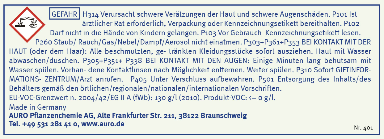Gefahrengutkennzeichnung, Nr. 401