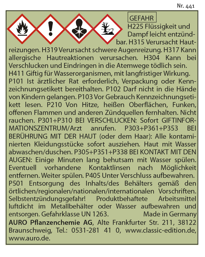 Gefahrengutkennzeichnung, Nr. 441