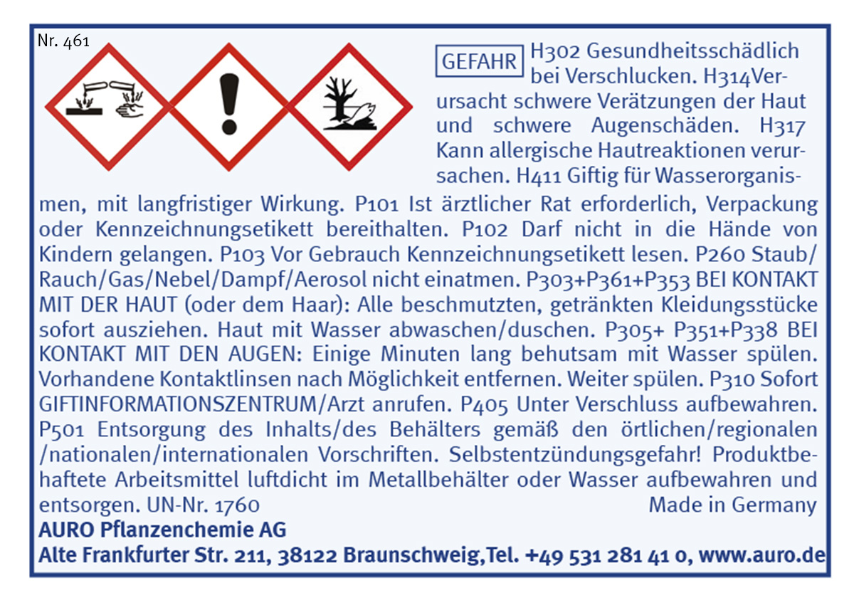 Gefahrengutkennzeichnung, Nr. 461