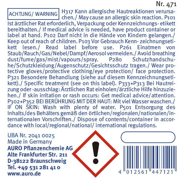 Gefahrengutkennzeichnung, Nr. 471
